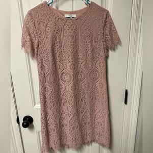 Hazel & Olive Dusty Rose Lace Midi Dress